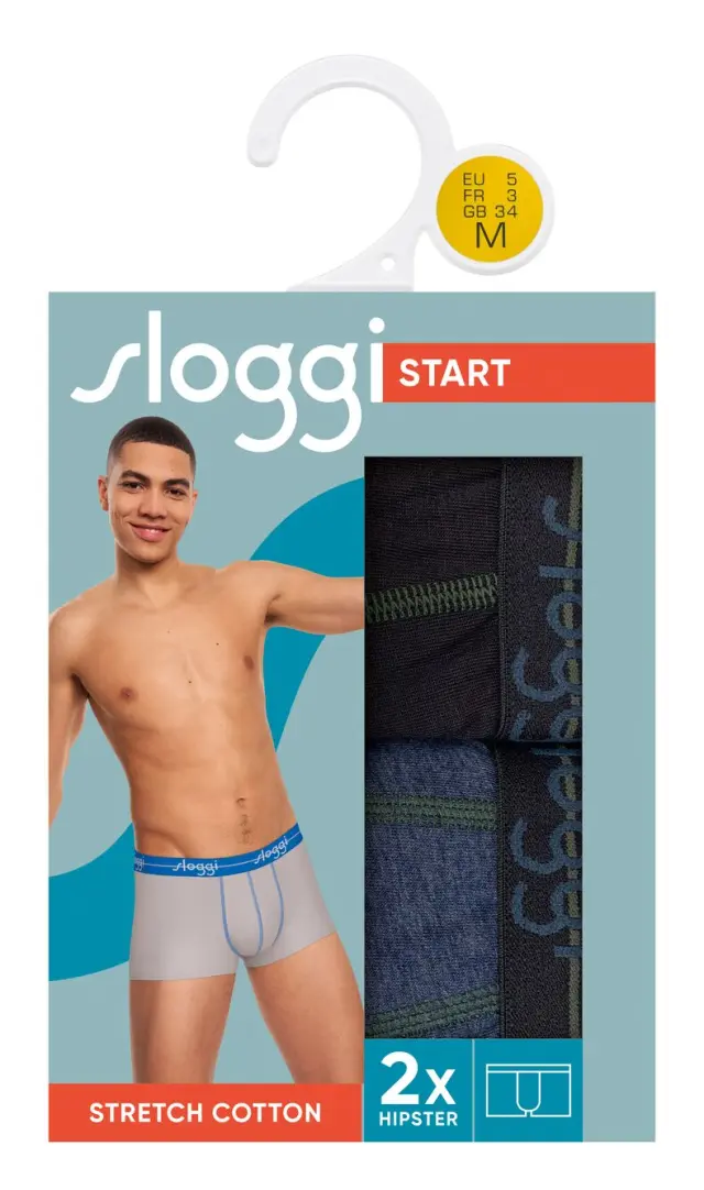 Sloggi Men Μποξεράκια Start Hipster Συνδυασμός Μπλε Ραφ Denim 2-Pack 2