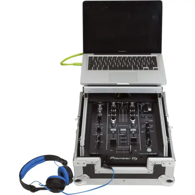 WALKASSE WM-10MLTSGL Flight Case Multi format CDJ/MIXER 10 inchs Silver (Laptop Stand). 3