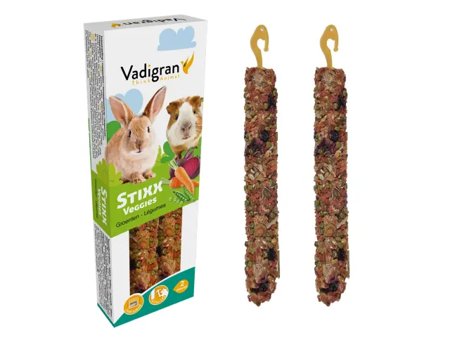 Vadigran Stixx Rabbit & Guinea Pig Veggies Στικς για Κουνέλια & Ινδικά Χοιρίδια με Λαχανικά & Φρούτα 2τμχ 120gr 2