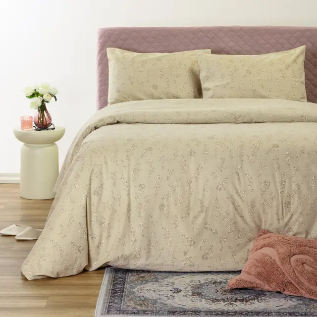 Παπλωματοθήκη 225x245 Υπέρδιπλη Φανελένια Winter Line Melinen Bianca Beige 100% βαμβακερό