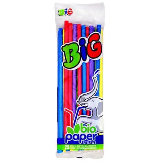 Bio Paper Jumbo Big Καλαμάκι Σπαστό 22cm Πολύχρωμο Βιοδιασπώμενο 25τεμ.