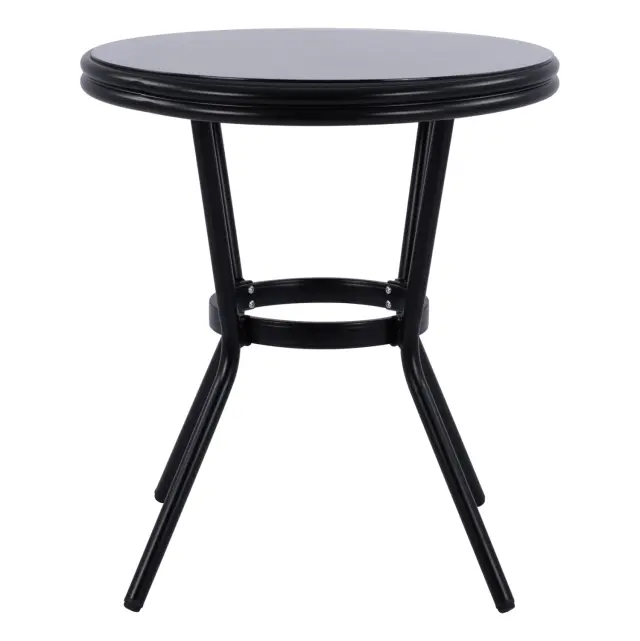 ΤΡΑΠΕΖΙ ΑΛΟΥΜΙΝΙΟΥ Φ70 BAMBOO FB95532.02 ΜΑΥΡΟ ΜΕ ΓΥΑΛΙ Φ70X76 εκ 3