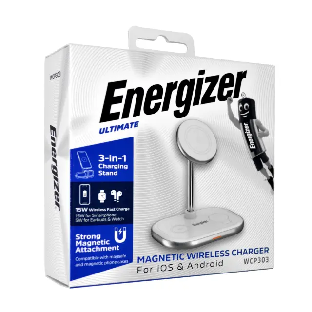 Ασύρματος Φορτιστής 3 σε 1 Energizer WCP303 15W Fast Charge USB-C Λευκός 2