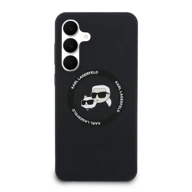 Karl Lagerfeld Liquid Silicone K&CH Heads MagSafe Case for Samsung Galaxy S25 FE Black 3