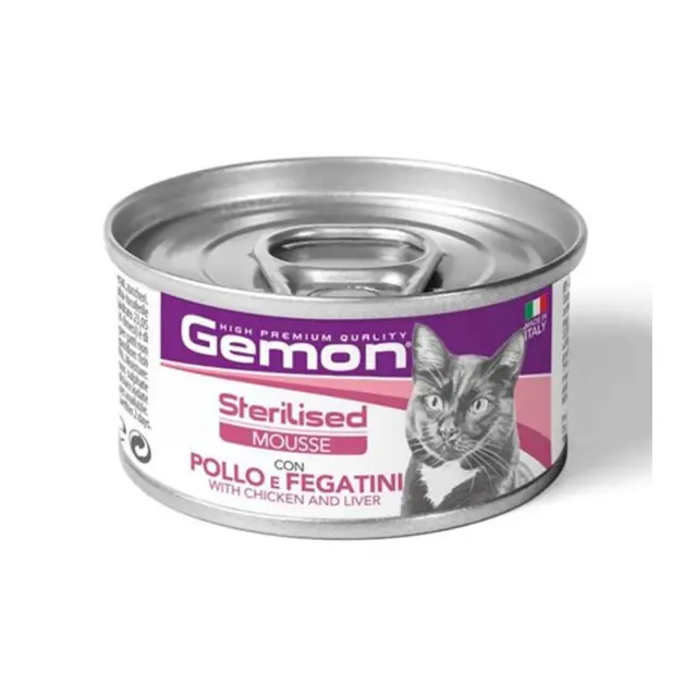 Gemon Sterilised Cat Mousse Chicken Liver Κονσέρβα Γάτας με Κοτόπουλο & Συκώτι 85gr