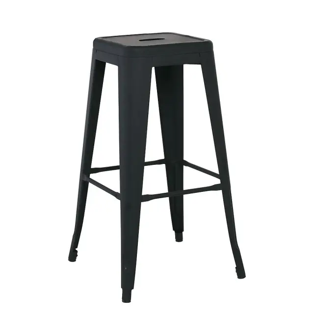 Σκαμπό Bar RELIX Στοιβαζόμενο Μαύρο Ματ Μέταλλο 43x43x76cm