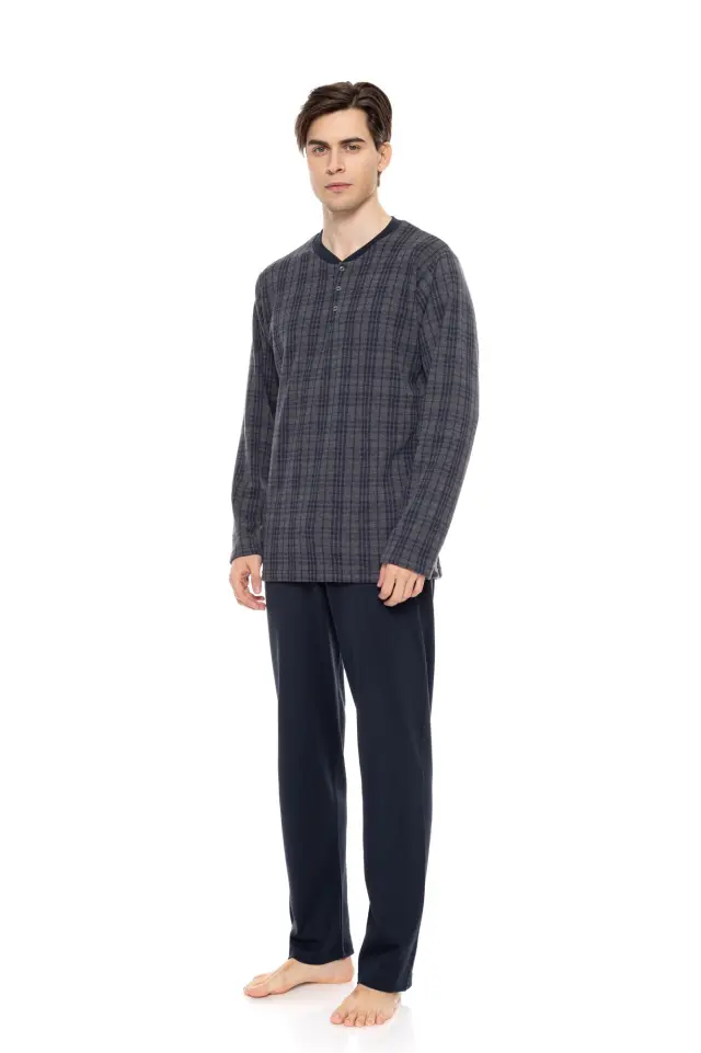 W-M702 - Type - PYJAMA JACQUARD BLUE GREY PLAID - M 2