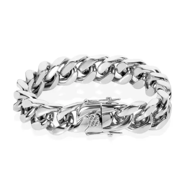 12mm Ασημί Chain Βραχιόλι Ανοξείδωτο Ατσάλι 22cm