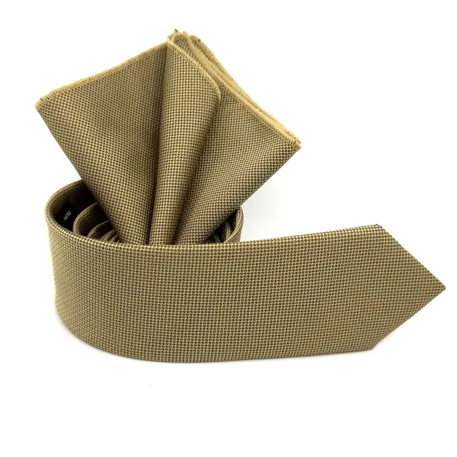 Χρυσαφί Golden Γραβάτα Oxford 6,5 cm με Ασορτί Μαντήλι 2