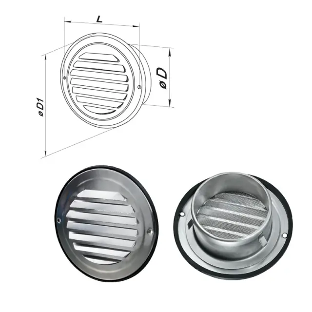 Γρίλια Εξαερισμού Ανοξείδωτο Φ125mm 2