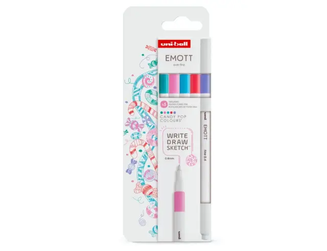 Μαρκαδόροι Σχεδίου Uni-Ball Candy Pop Emott με πάχος μύτης 0.4mm - 5 τεμάχιαEMOTT 5P SET CANDY POP COLOURS