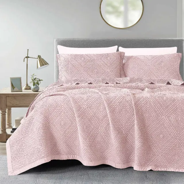 Κουβέρτα Ζακάρ Σετ Carrara Υπέρδιπλη Ροζέ 230 x 245 cm + (2) 50 x 70 cm Ροζέ 230 x 245 cm + (2) 50 x 70 cm