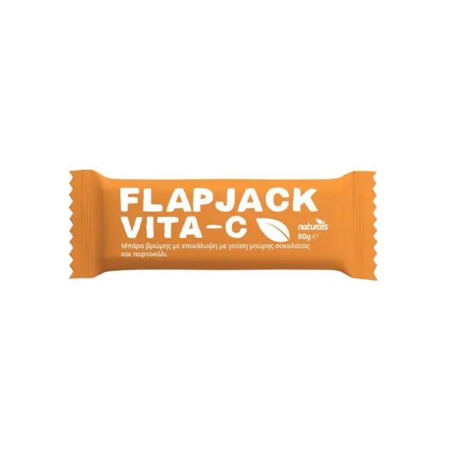 Naturals Flapjack VITA-C επικάλυψη Μαύρη Σοκολάτα & Πορτοκάλι 80gr