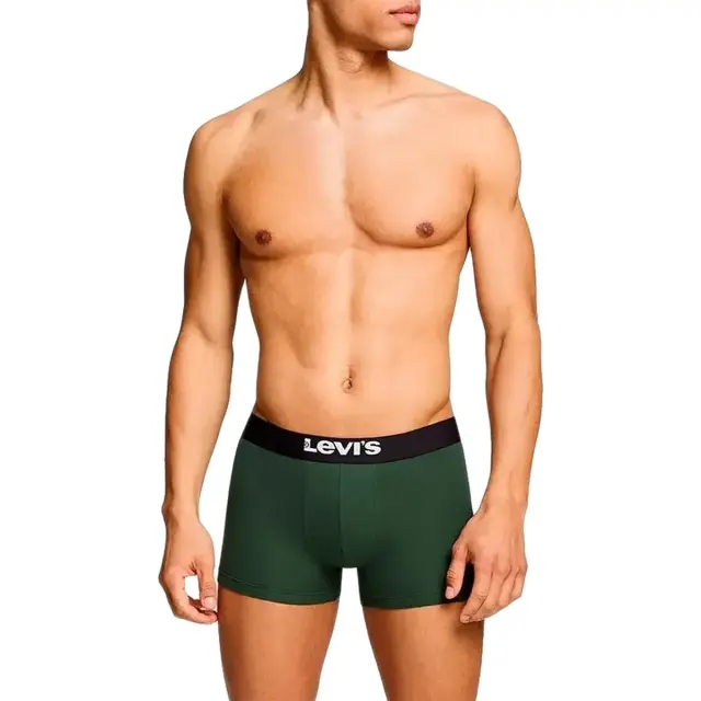 Levi's Ανδρικό Boxer Solid Basic Organic Cotton Trunk - Διπλό Πακέτο, Χρώμα Πράσινο-Κόκκινο - XL 3