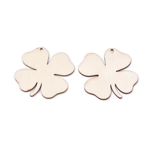 Ξύλινο Διακοσμητικό - Four Leaf Clover ~49.4x49.8x1.5mm - 10τεμ