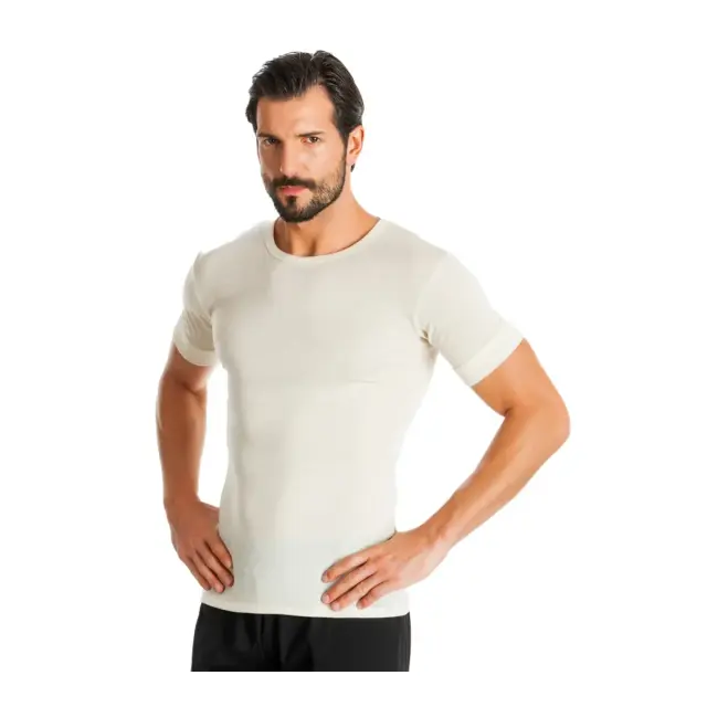 Classic Ανδρική Κοντομάνικη Φανέλα Merino Μάλλινη Minerva - Εκρού 2