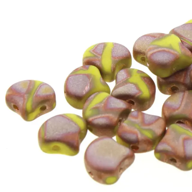 Χάντρα Matubo Ginko 7.5mm - Limon Capri Gold Mat Batik ~10gr