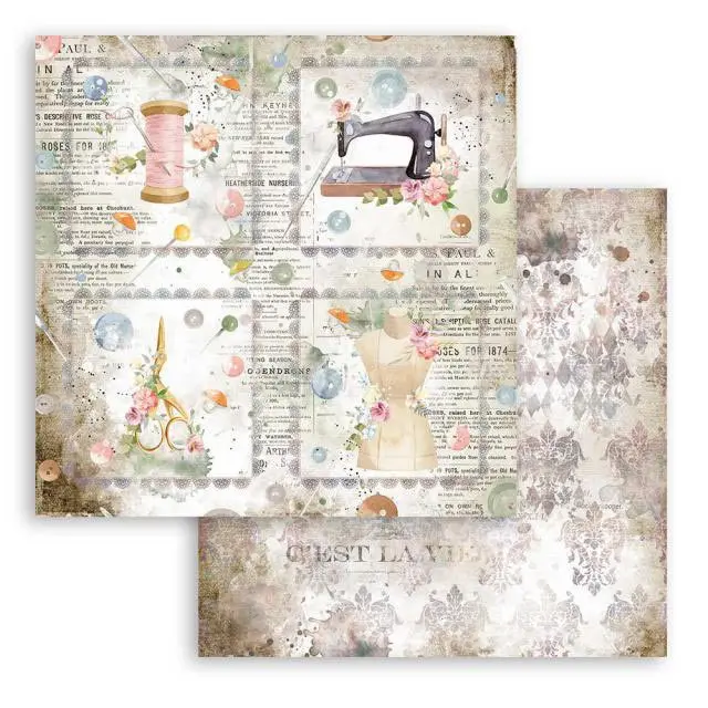 Χαρτί Scrapbooking Stamperia Διπλής Όψης - Romantic Threads Cards - 31x30cm