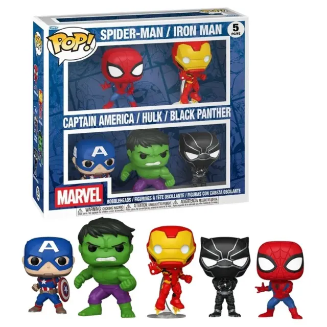 Φιγούρες Funko POP! Marvel - Spider-Man, Iron Man, Captain America, Hulk & Black Panther 5-Pack