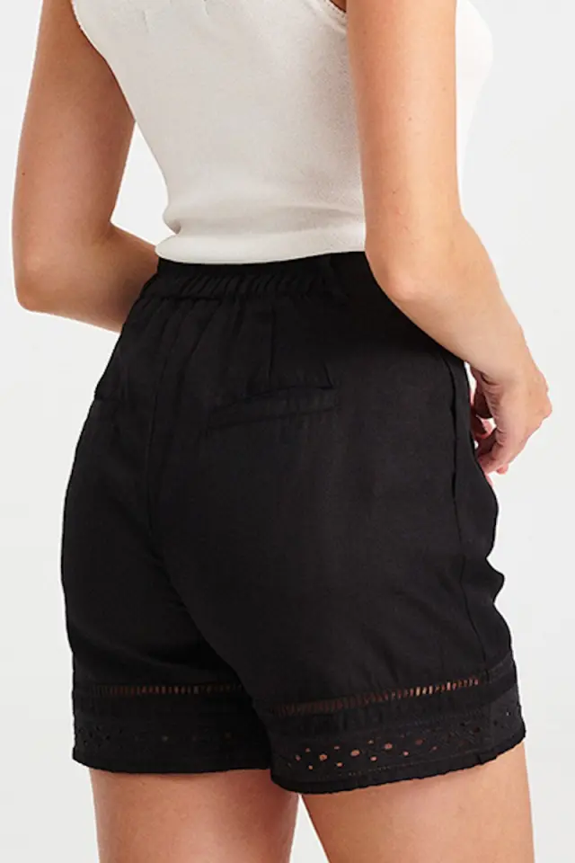 Ψηλόμεσο Σορτς με Δαντελένια Τρέσα NEMEA SHORTS - XS 3