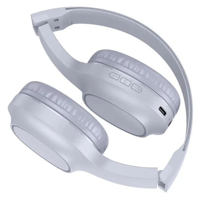 Wireless Ακουστικά Stereo Hoco W46 Charm V5.3 200mAh AUX Light Blue Gray 3