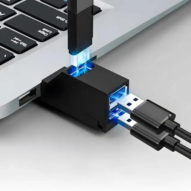 Techsuit - Mini Docking Station EchoLink 3 in 1 (H11) - USB to 2x USB 2.0, 1x USB 3.0, 5Gbps - Black 2