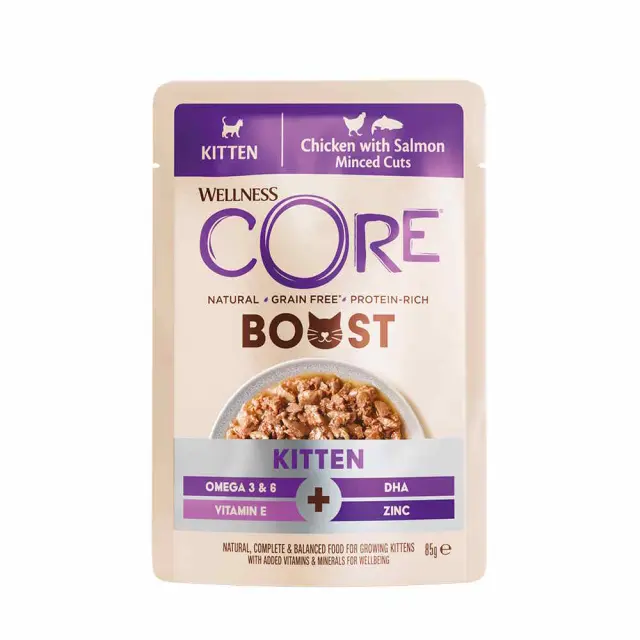 Wellness Core Boost Kitten Κοτόπουλο & Σολομός 85gr Μονόχρωμο