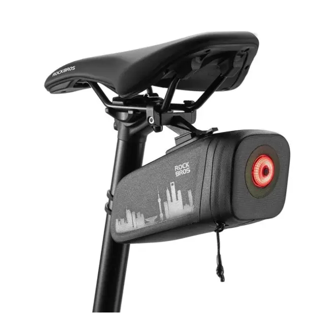 Rockbros AS-141 Lightweight Bicycle Seat Bag with Smart Rear Light Black