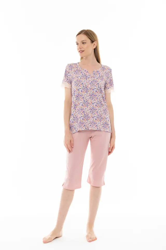 S1252 - Type - PYJAMA CAPRI VIOLETE FLOWER - M