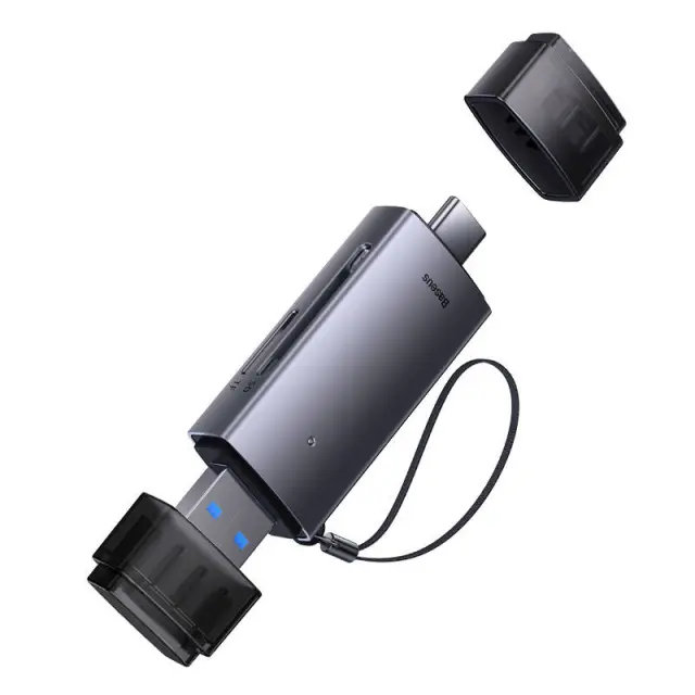 Baseus Συσκευή Ανάγνωσης Καρτών Μνήμης SD/TF, USB + USB-C Lite Series (Γκρι) 2