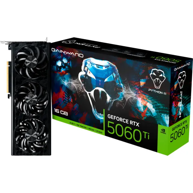 Gainward GeForce RTX 5060 Ti Python III 16GB V1 (DLSS 4, 3x DisplayPort, 1x HDMI 2.1)