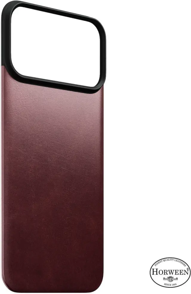 Nomad Magnetic Leather Back, burgundy (Horween), Magsafe - iPhone 18 Pro Max