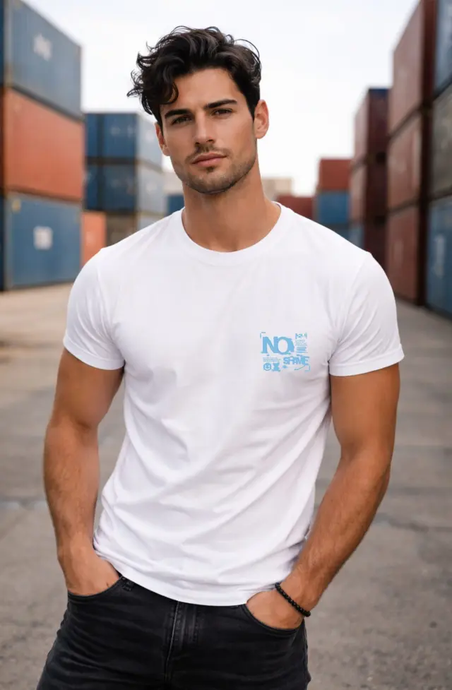 T-shirt Noshame® Λευκό με τύπωμα Smile - 132559 - XXL