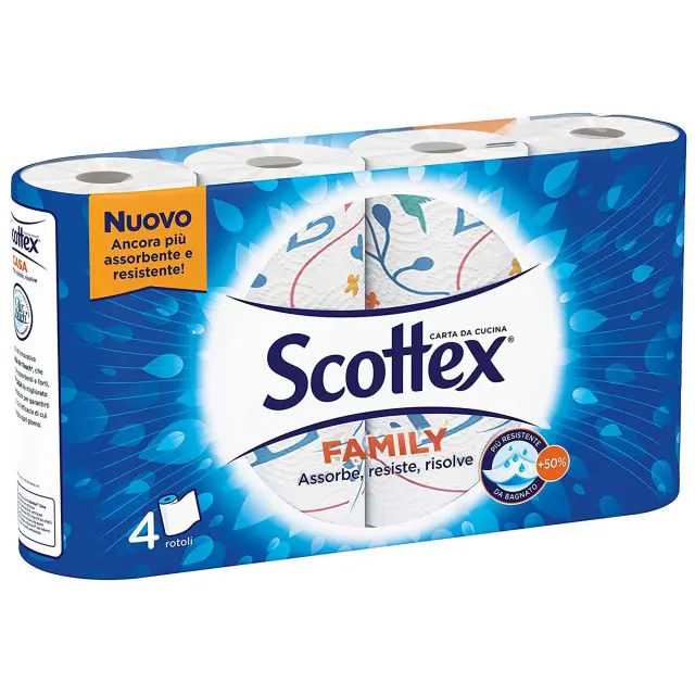 Scottex Family 4 ρολλα Χαρτί Κουζίνας Ρολό Υψηλής Απορροφητικότητας