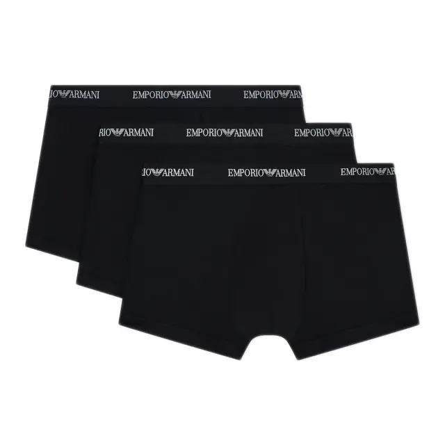 Emporio Armani Ανδρικό Boxer Core Logo Waistband - Τριπλό Πακέτο, Χρώμα Μαύρο-Μαύρο-Μαύρο