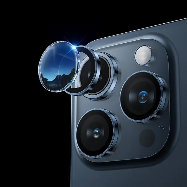 Προστασία Κάμερας Hoco 3D Metal V14 για Apple iPhone 15 Pro 15 Pro Max 16 Pro 16 Pro Max Dark Blue 3