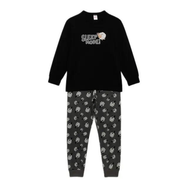 Minerva Παιδική Πυτζάμα Unisex Sheeps, Χρώμα Μαύρο - 12 Y