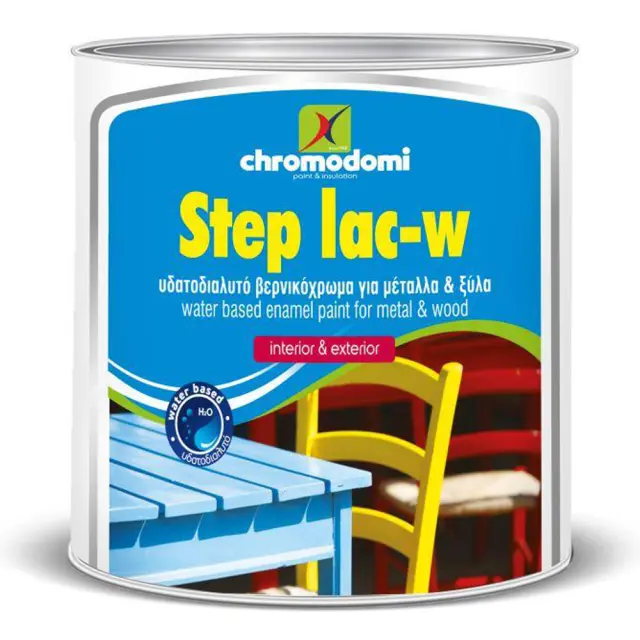 CHROMODOMI STEP LAC-W - ΥΔΑΤΟΔΙΑΛΥΤΟ ΒΕΡΝΙΚΟΧΡΩΜΑ ΓΙΑ ΜΕΤΑΛΛΑ & ΞΥΛΑ ΣΑΤΙΝΕ ΛΕΥΚΟ 375ML