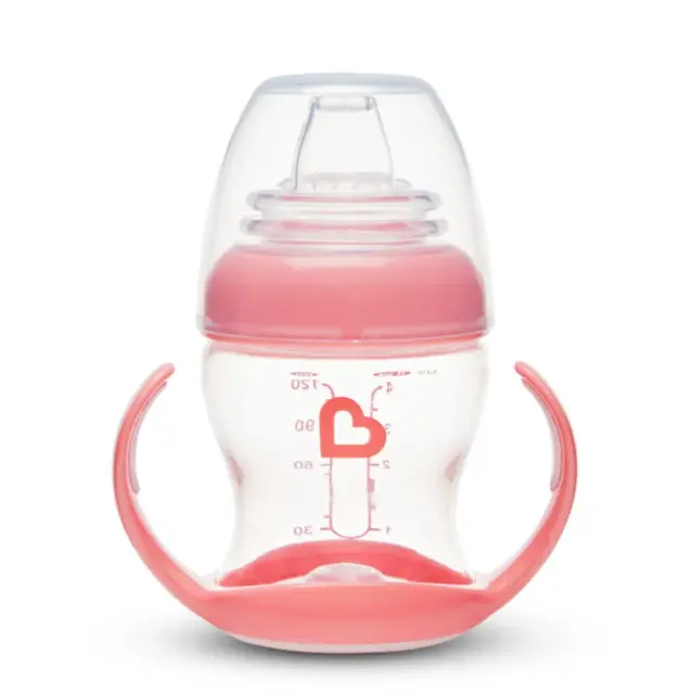 Munchkin Gentle Cup Εκπαιδευτικό Μπιμπερό Σιλικόνης με Λαβές 4m+ 118ml - Clear Pink 2