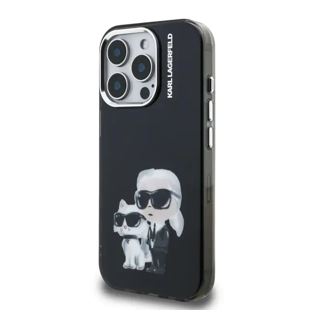 Karl Lagerfeld IML Aquarelle Karl and Choupette Case for iPhone 15 Pro Black 2