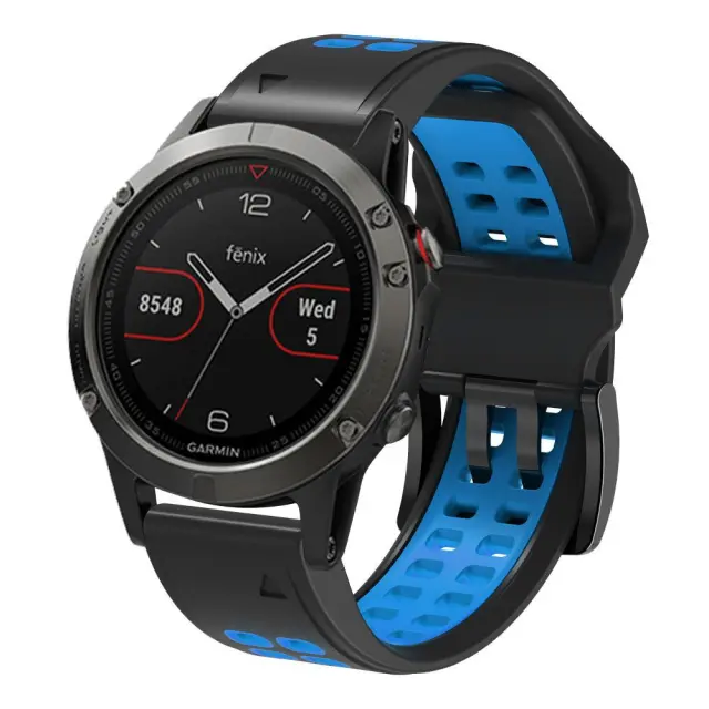 Λουράκι Σιλικόνης Για Garmin Fenix 3/5x/3hr/5x Plus/6x/6x Pro/7x/8/9 (51mm) - Μαύρο Μπλε ΟΕΜ 2