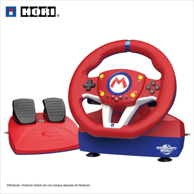 HORI Mario Kart Racing Wheel Pro Mini Τιμονιέρα με Πετάλια για Nintendo Switch 2, Switch + OLED, USB, Προγραμματιζόμενα Πλήκτρα – NSX-122E