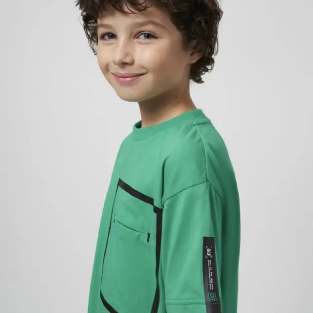 Junior 10 έως 18 ετών Μπλούζα oversize αντίθεση πράσινο - 16Ε