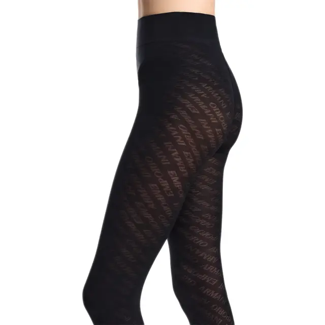Emporio Armani Γυναικείο Καλσόν All Over Logo, Χρώμα Μαύρο 3
