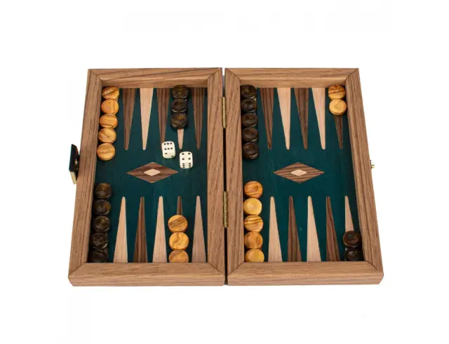 Σετ Χειροποίητο Τάβλι Premium Walnut with Green Oak Manopoulos από Ξύλο με διαστάσεις 20x12cmTKY4