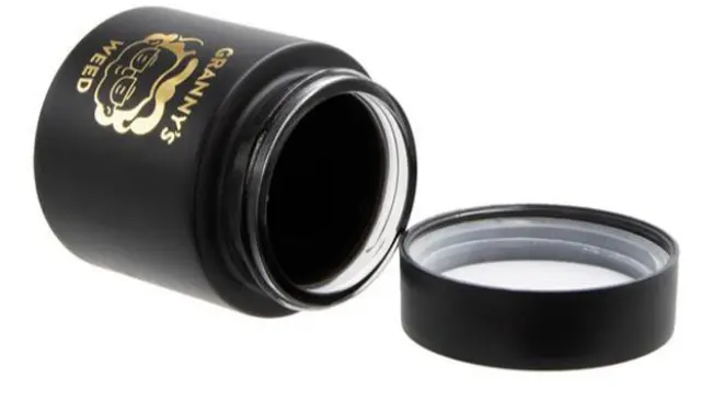 Γυάλινο Βάζο Granny's Smellproof Jar 120ml (4oz) με Γυαλί UV - Κλείνει Αεροστεγώς (Μαύρο) 2