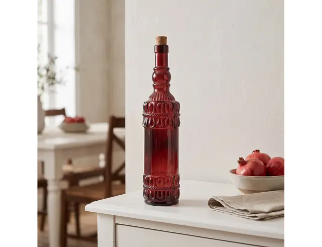 Διακοσμητικό Μπουκάλι με πώμα Glass Drops Lazos (5043DB738) Aπό 100% ανακυκλωμένο γυαλί, Xωρητικότητας 700ml, Διαστάσεων Ø 8 x Υ 34 cm, Terracotta 5043DB738