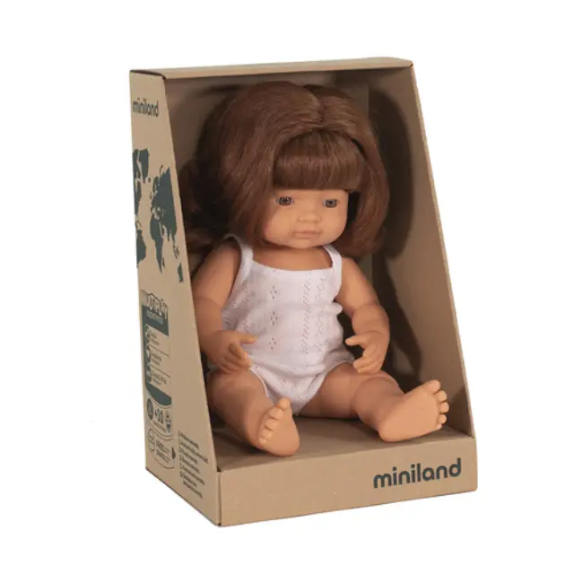MINILAND DOLLS MINILAND ΚΟΥΚΛΑ ΚΟΚΚΙΝΟΜΑΛΛΑ 38 CM ΜΕ ΕΣΩΡΟΥΧΑ 2