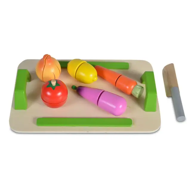 Moni Toys Ξύλινη επιφάνεια κοπής με 5 λαχανικά και ξύλινο μαχαίρι 4308