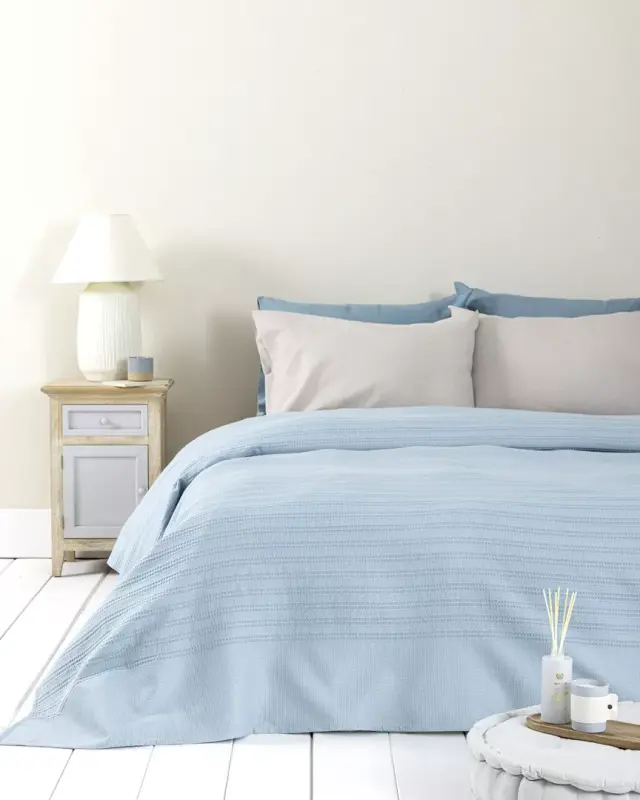 Κουβέρτα 240x260 King Size 200gsm Πικέ Nima Dune 100% βαμβακερό- Denim Blue